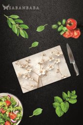 20x30 cm Yapay Güller Desenli Cam Kesim Tablası thumbnail 2