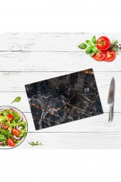 Saban Yaldızlı Mermer Görünümlü Cam Kesme Tahtası Cam Kesme Tablası 20 Cm X 30 Cm thumbnail 2