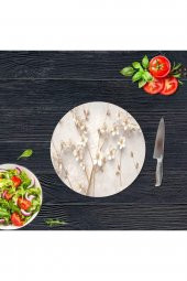 Dekoratif Cam Kesme Tahtası Yapay Çiçekler Çap 32 cm | Cam Kesme Tablası - 1