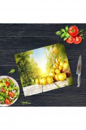 Dekoratif Cam Kesme Tahtası Limon Sepeti 29 x 34 cm | Cam Kesme Tablası - 1