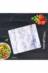 Dekoratif Cam Kesme Tahtası Mavi Mermer 29 x 34 cm | Cam Kesme Tablası - 1