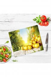 Dekoratif Cam Kesme Tahtası Limon Sepeti 29 x 34 cm | Cam Kesme Tablası - 2