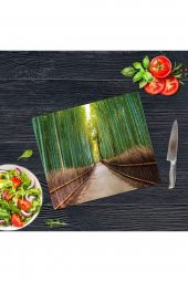 Dekoratif Cam Kesme Tahtası Bambu Yol 29 cm x 34 cm | Cam Kesme Tablası - 1