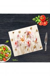 Dekoratif Cam Kesme Tahtası Ballı Çiçek 29 x 34 cm | Cam Kesme Tablası - 1