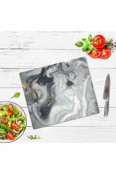 Dekoratif Cam Kesme Tahtası Gri Altın Mermer 29 x 34 cm | Cam Kesme Tablası - 2