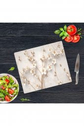 Dekoratif Cam Kesme Tahtası Yapay Güller 29 x 34 cm | Cam Kesme Tablası - 1