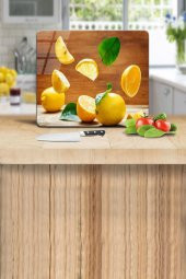 Dekoratif Cam Kesme Tahtası Limon 29 x 34 cm | Cam Kesme Tablası - 1