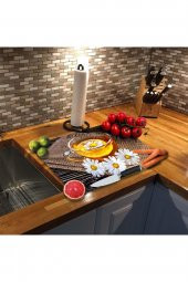 Dekoratif Cam Kesme Tahtası 30cm x 40cm Papatya Çayı - 1