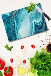 Dekoratif Cam Kesme Tahtası 30cm x 40cm Okyanus - 1
