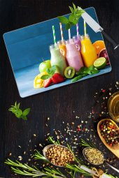 Dekoratif Cam Kesme Tahtası 30cm x 40cm Milkshake - 1