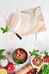 Dekoratif Cam Kesme Tahtası 30cm x 40cm Topraklı Mermer Görünümlü - 1