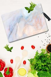 Dekoratif Cam Kesme Tahtası 30cm x 40cm  Ezgi  Mermer Görünümlü - 2