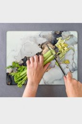Cam Kesme Tahtası Siyah Yaldızlı Mermer 29 x 34 cm | Cam Kesme Tablası - 2