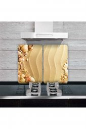 Cam Ocak Koruyucu ve Kesim Tablası Kumsal  (80cm x 52cm) 2 Parça, 5li Ocaklar thumbnail 2