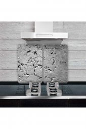 Cam Ocak Koruyucu ve Kesim Gri Taş  (80cm x 52cm) 2 Parça, 5li Ocaklar - 3