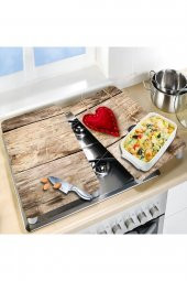 Cam Ocak Koruyucu ve Kesim Tablası Asılı Kalpler (80cm x 52cm) 2 Parça, 5li Ocaklar - 2