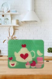30cm X 40cm Cam Kesim Tablası  Yeşil çaydanlık thumbnail 1