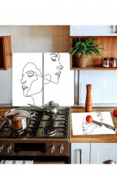 Takım Halinde Yüz 20x30 Cm Kesme Tablası Ve 60x52cm Cam Ocak Koruyucu 4lü Ocaklar thumbnail 1