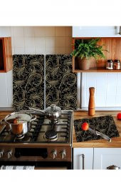 Takım Halinde Buğlem 20x30 Cm Kesme Tablası Ve 60x52cm Cam Ocak Koruyucu 4lü Ocaklar - 1