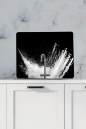 Black Desenli Mutfak Duş Lavabo Arkası Koruyucu - 50x56 cm - 1