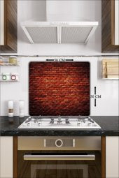 Cam Ocak Koruyucu Ve Cam Kesme Tahtası Kırmızı Tuğla 50 cm x 56 cm Tek Parça thumbnail 1