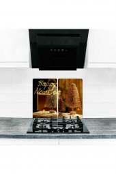 2 li 40x52 cm Mutlu yıllar Desenli Cam Kesim Tablası ve Ocak Koruma thumbnail 1