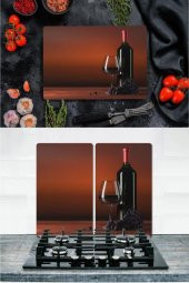 Takım Halinde Üzüm Şarabı 20x30 cm Kesme Tablası ve 60x52cm Cam Ocak Koruyucu 4lü Ocaklar thumbnail 1