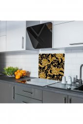 Saban Altın Varak Cam Ocak Arkası Koruyucu Ve Kesme Tablası 50x56 cm thumbnail 1