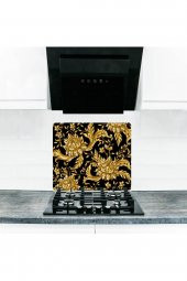 Saban Altın Varak Cam Ocak Arkası Koruyucu Ve Kesme Tablası 50x56 cm thumbnail 2