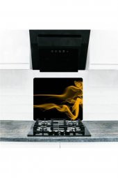 Cam Ocak Arkası Koruyucu ve Kesme Tablası Altın Duman | 50 cm x 56 cm thumbnail 1