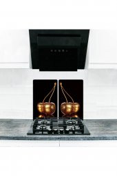Cam Ocak Koruyucu ve Kesme Tablası Altın Kiraz | 60 cm x 52 4lü Ocaklar thumbnail 1