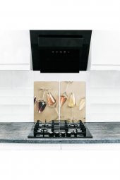 Cam Ocak Koruyucu ve Kesim Tablası Açık Şarap (60cm x 52cm) 2 Parça, 4lü Ocaklar thumbnail 1