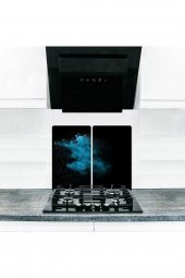 Cam Ocak Koruyucu ve Kesim Tablas Mavi  (60cm x 52cm) 2 Parça, 4lü Ocaklar thumbnail 1