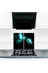 Cam Ocak Koruyucu ve Kesim Tablası Blue (60cm x 52cm) 2 Parça, 4lü Ocaklar thumbnail 1