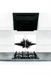 Cam Ocak Koruyucu ve Kesim Tablası Kara Duman (60cm x 52cm) 2 Parça, 4lü Ocaklar thumbnail 1