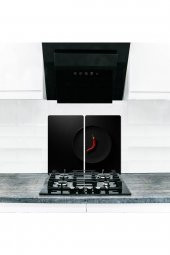 Cam Ocak Koruyucu ve Kesim Tablası Kızıl Biber  (60cm x 52cm) 2 Parça, 4lü Ocaklar thumbnail 1