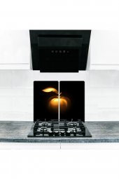 Ocak Arkası Koruyucu ve Kesim Tablası Apple  (60cm x 52cm) 2 Parça, 4lü Ocaklar - 1