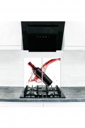 Cam Ocak Koruyucu ve Kesim Tablası Kızıl Şarap (60cm x 52cm) 2 Parça, 4lü Ocaklar thumbnail 1