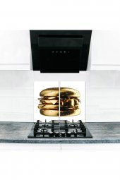 Ocak Arkası Koruyucu ve Kesim Tablası Altın Burger (60cm x 52cm) 2 Parça, 4lü Ocaklar thumbnail 1