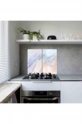 Dekoratif Cam Ocak Koruyucu ve Kesim Tablası Ezgi 60cm x 52cm 2 Parça, 4lü Ocaklar thumbnail 1