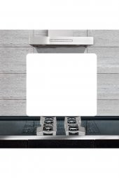 Dekoratif Cam Ocak Arkası Koruyucu ve Kesme Tahtası Düz Beyaz (50cm x 56cm) Tek Parça - 1
