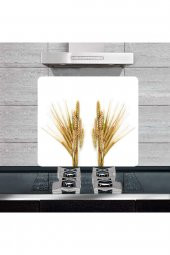 Dekoratif Cam Ocak Arkası Koruyucu ve Kesme Tahtası Başak (50cm x 56cm) Tek Parça thumbnail 1