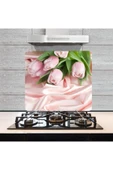 50x56 cm Pembe Güller Desenli Cam Ocak Koruyucu thumbnail 1