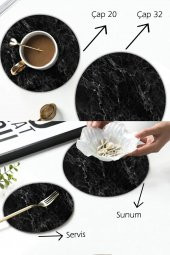 Siyah Mermer Desenli Cam Sunum Tepsisi 2li Takım Çap 32 & Çap 20 thumbnail 2