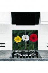2 li 30x52 cm Cam Ocak Koruyucu Cam Kesme Tahtası Model 331 - 1