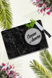 Canım Annem Siyah Mermer Cam Kesme Tahtası | 30 Cm X 40 Cm thumbnail 1