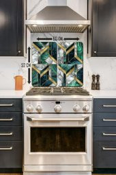 Altın Mozaik 2 Li 30x52 Cm Cam Cam Ocak Arkası Koruyucu thumbnail 2