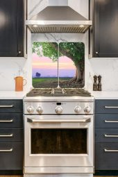 Büyük Ağaç Manzara 2 Li 30x52 Cm Cam Cam Ocak Arkası Koruyucu thumbnail 1