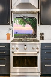 Büyük Ağaç Manzara 2 Li 30x52 Cm Cam Cam Ocak Arkası Koruyucu thumbnail 2