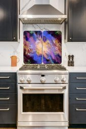 2 li 30x52 cm Çok Renkli Mermer Desenli Cam Ocak Arkası Koruyucusu thumbnail 1